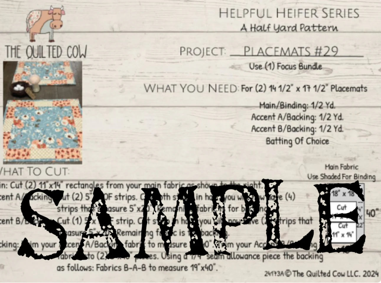 Helpful Heifer Placemats #29 - A Half Yard Pattern
