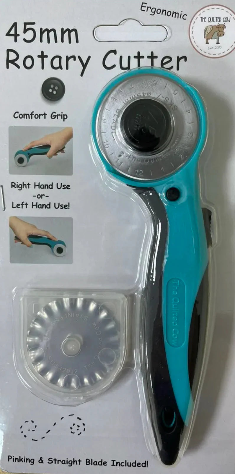 TQC Branded Rotary Cutter - 45mm with Pinking Blade - TQC-2401