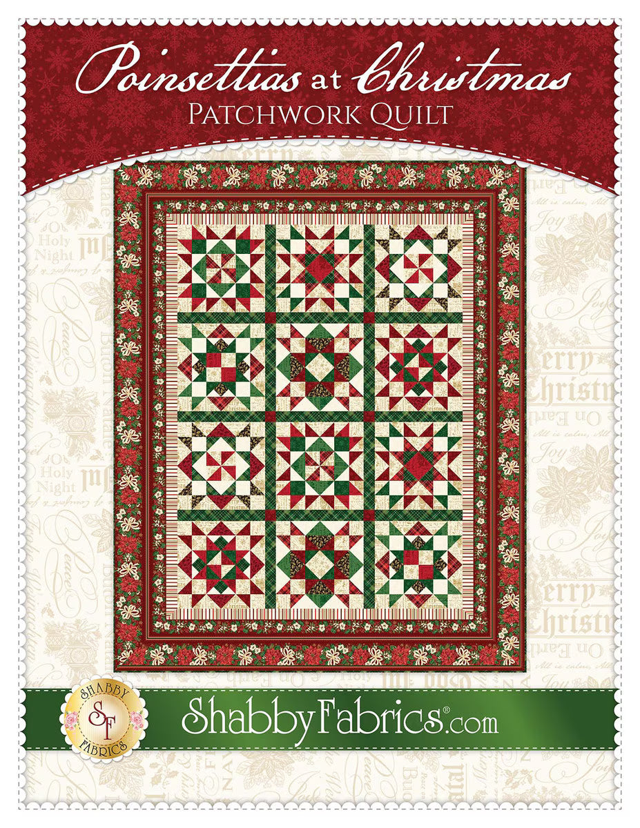 Poinsettias at Christmas Patchwork Quilt