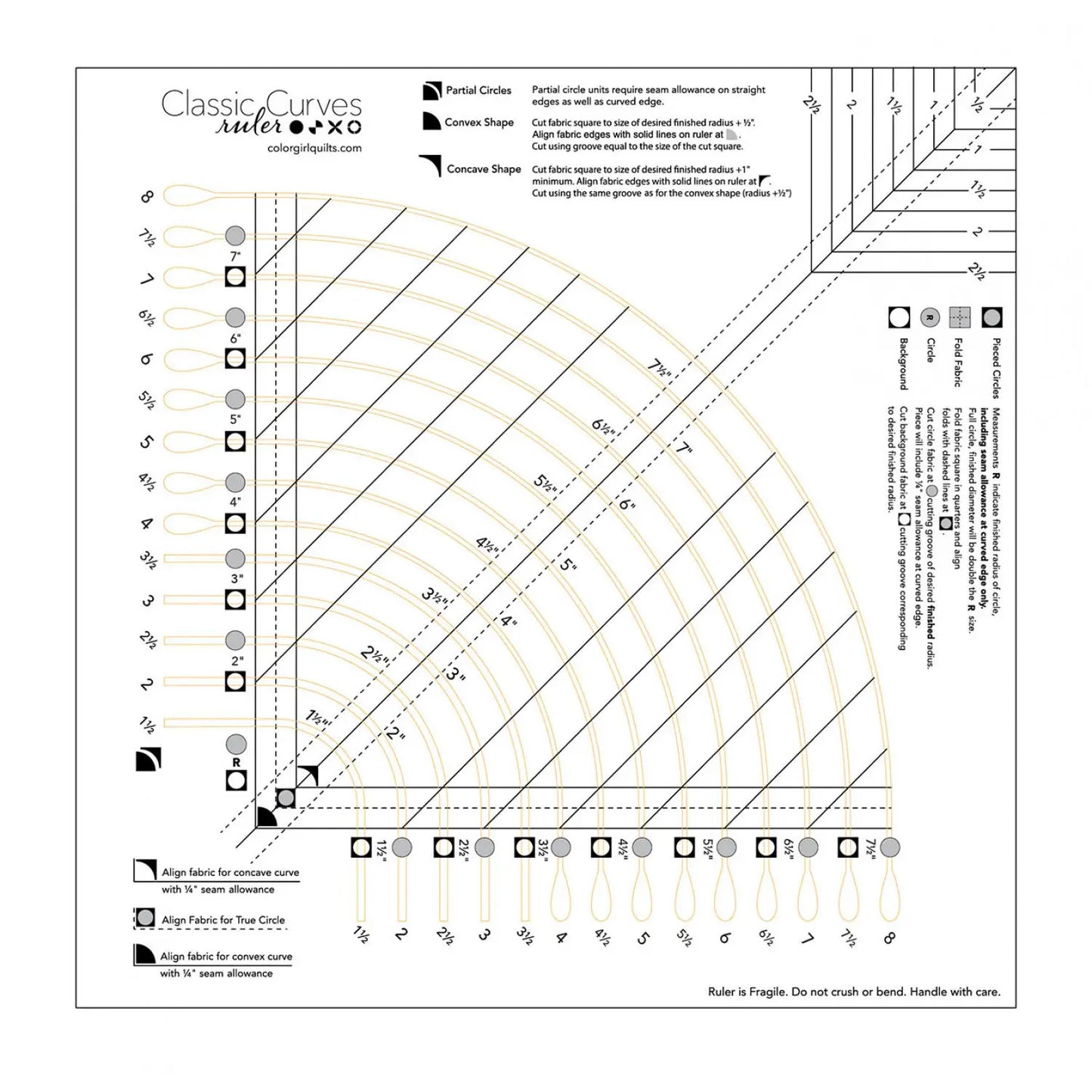 Color Girl Quilts - Classic Curves Quilt Ruler CCR8-23