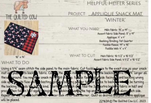 Helpful Heifer Snack Mat - Applique Winter
