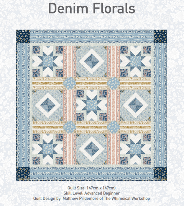 Denim Florals Quilt by Whimsical Workshop