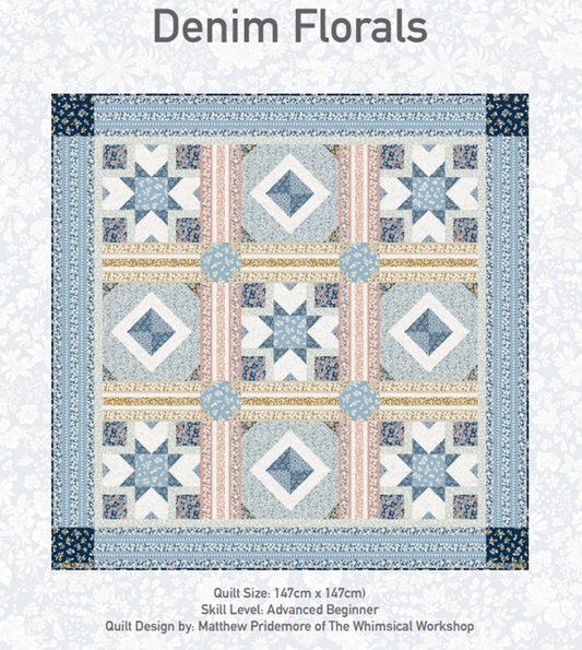 Denim Florals Quilt by Whimsical Workshop