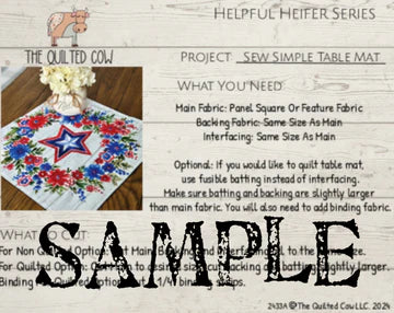 Helpful Heifer Sew Simple Table Mat - Toppers