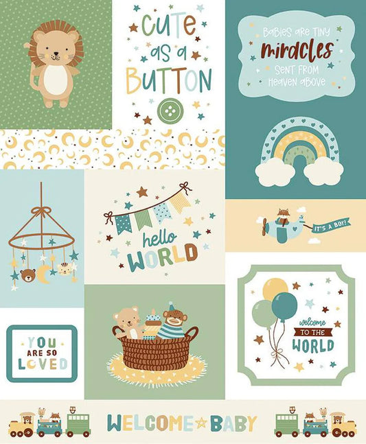 Riley Blake - Baby Boy "Cute as a Button" Panel Quilt Kit