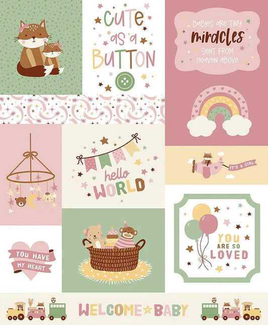 Riley Blake - Baby Girl "Cute as a Button" Panel Quilt Kit