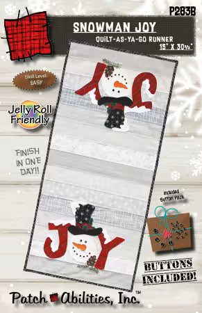 Patch Abilities - Snowman Joy Quilt-As-Ya-Go Runner with Buttons