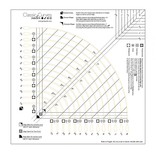 Color Girl Quilts - Classic Curves Quilt Ruler CCR8-23