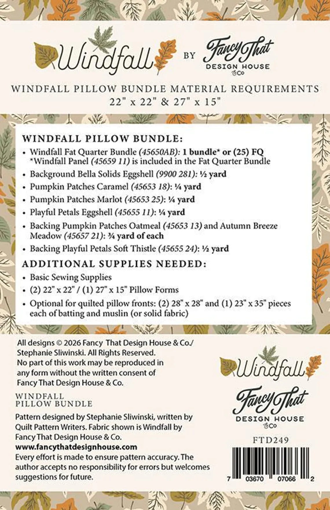 Moda fabrics - Fancy That Design House & Co. - Windfall Pillow Bundle Patterns