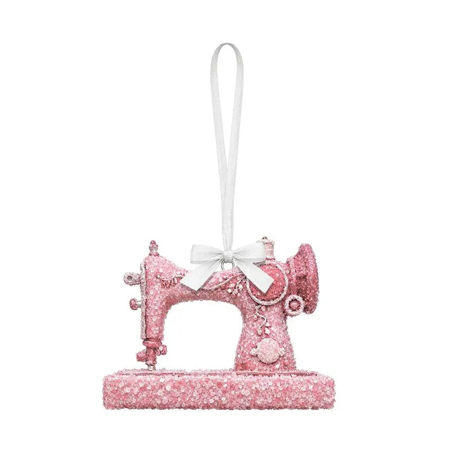 Sew Pink - Pink Glitter Sewing Machine - Sew Cute Holiday Ornament